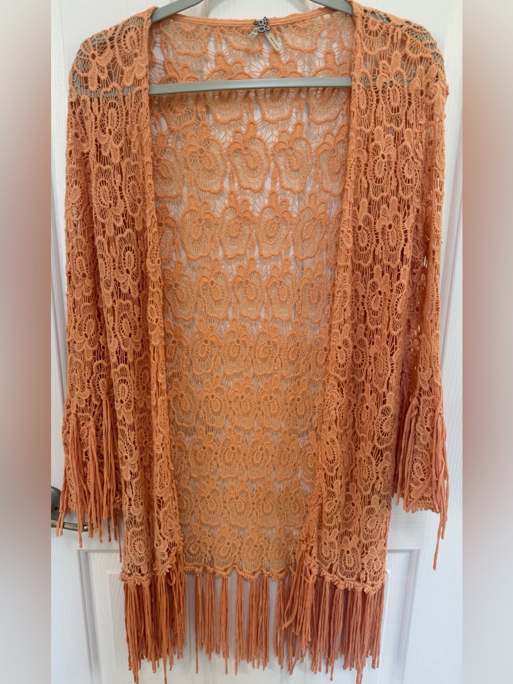Buckle's Gimmicks by BKE Bohemian-Style Crochet Lace Open-Front Cardigan.